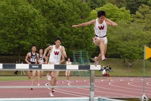 萩原が積極的に飛び出す。その後ろが、２位に入った田澤。